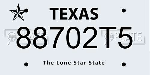 88702T5 Texas License Plate