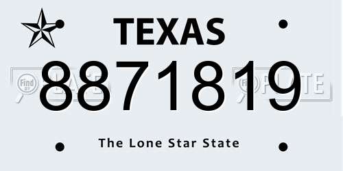 8871819 Texas License Plate