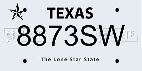 8873SW Texas License Plate