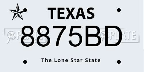 8875BD Texas License Plate
