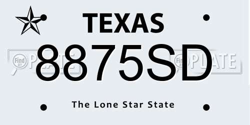 8875SD Texas License Plate