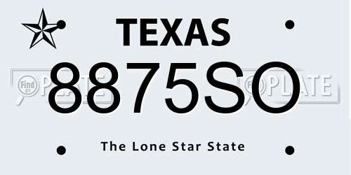 8875SO Texas License Plate