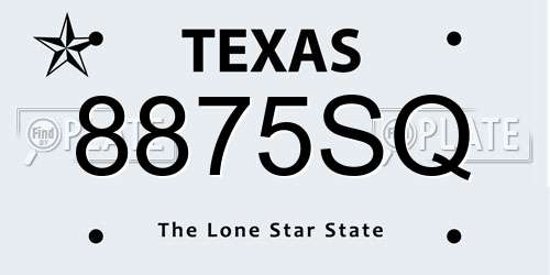 8875SQ Texas License Plate