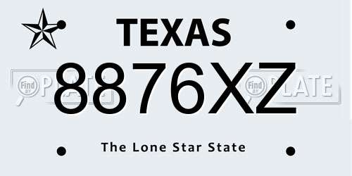 8876XZ Texas License Plate