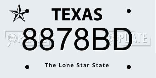 8878BD Texas License Plate