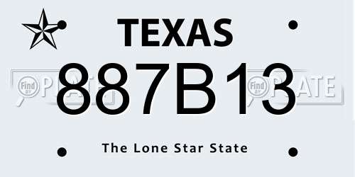 887B13 Texas License Plate