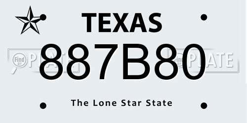887B80 Texas License Plate