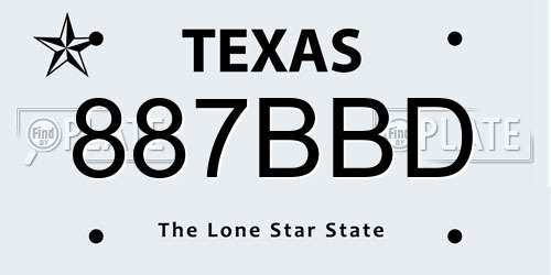 887BBD Texas License Plate