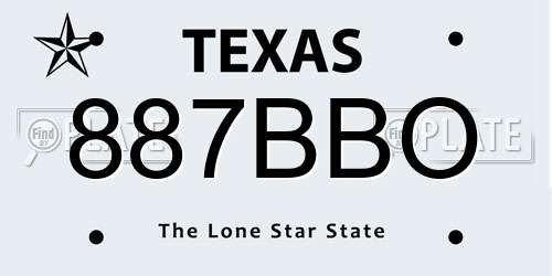 887BBO Texas License Plate