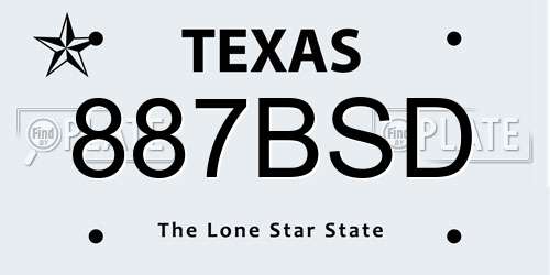 887BSD Texas License Plate
