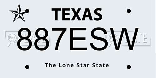 887ESW Texas License Plate