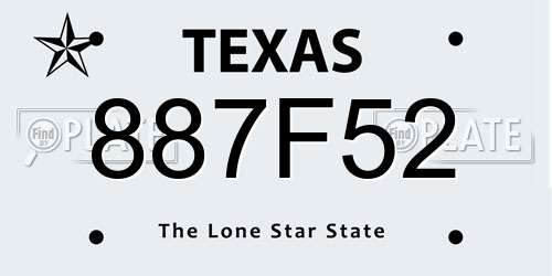 887F52 Texas License Plate