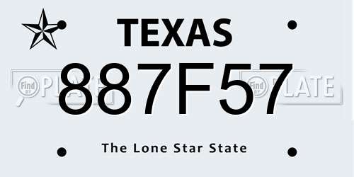 887F57 Texas License Plate