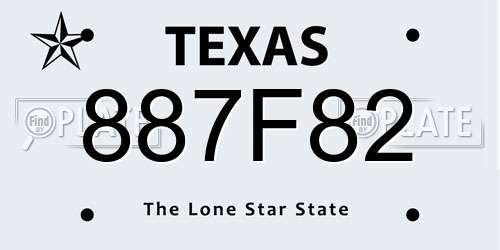 887F82 Texas License Plate