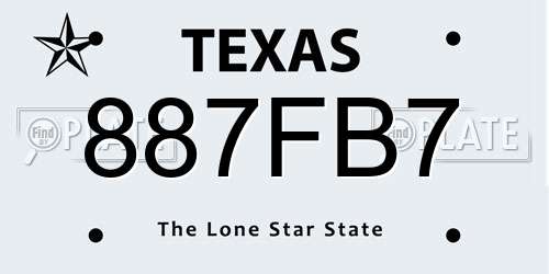 887FB7 Texas License Plate