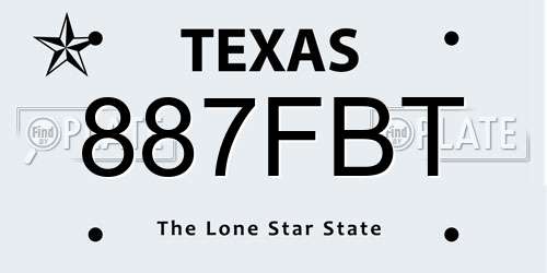 887FBT Texas License Plate