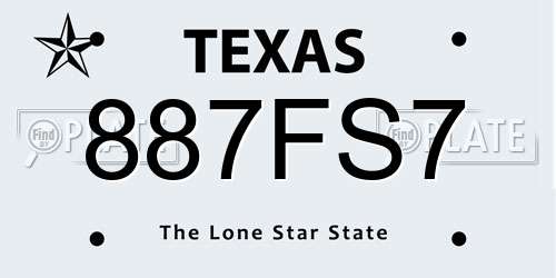887FS7 Texas License Plate