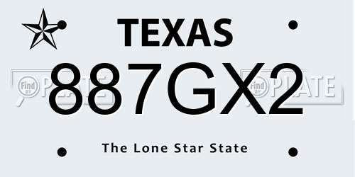 887GX2 Texas License Plate