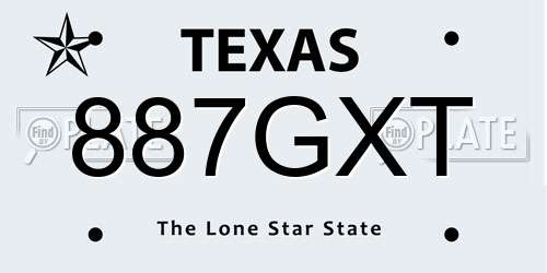 887GXT Texas License Plate