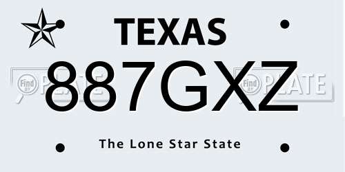887GXZ Texas License Plate