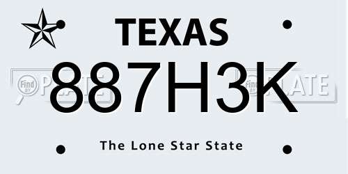 887H3K Texas License Plate