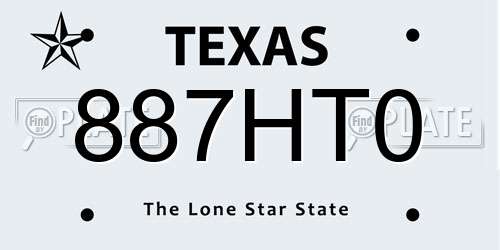 887HT0 Texas License Plate