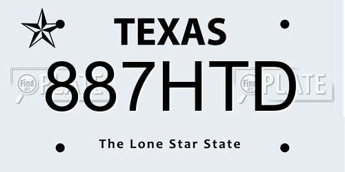 887HTD Texas License Plate