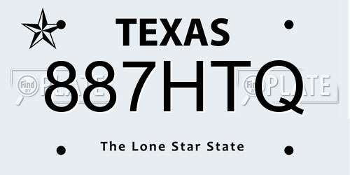 887HTQ Texas License Plate