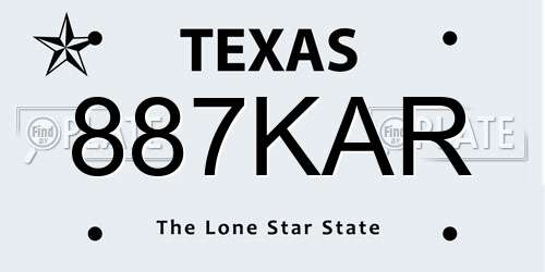 887KAR Texas License Plate