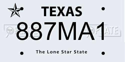 887MA1 Texas License Plate