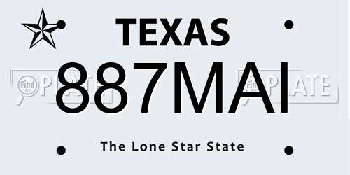 887MAI Texas License Plate