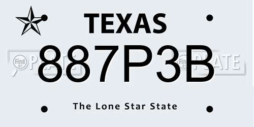 887P3B Texas License Plate