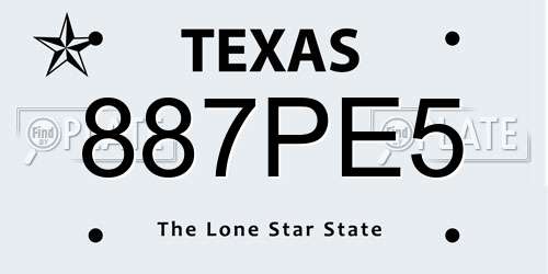 887PE5 Texas License Plate