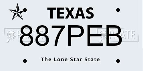 887PEB Texas License Plate
