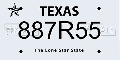 887R55 Texas License Plate