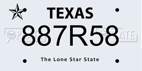 887R58 Texas License Plate
