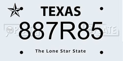 887R85 Texas License Plate