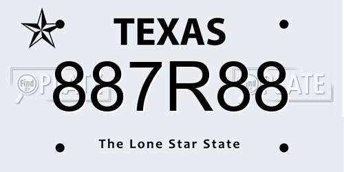 887R88 Texas License Plate