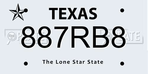 887RB8 Texas License Plate