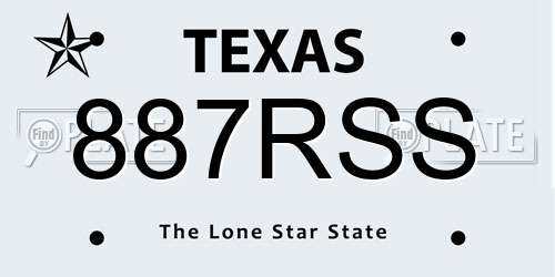 887RSS Texas License Plate