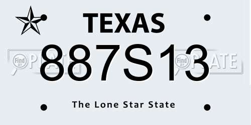 887S13 Texas License Plate