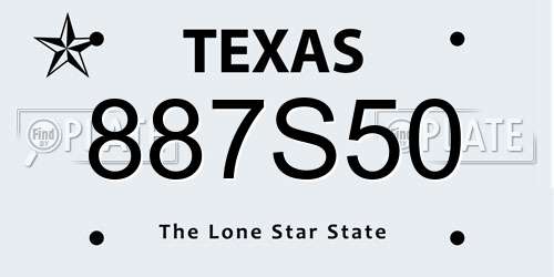887S50 Texas License Plate