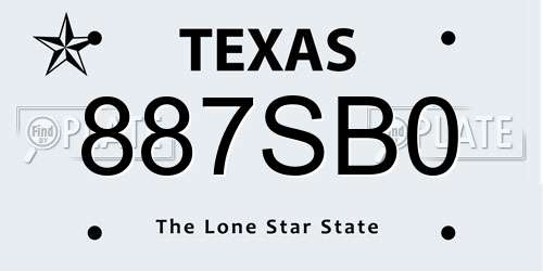 887SB0 Texas License Plate