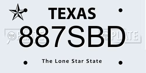 887SBD Texas License Plate