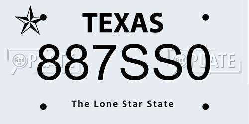 887SS0 Texas License Plate