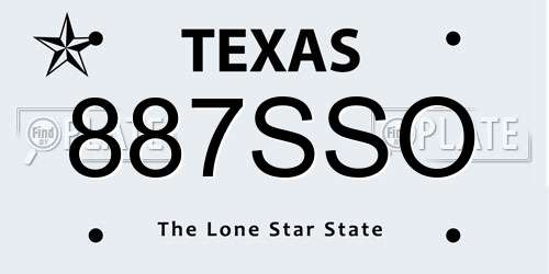 887SSO Texas License Plate