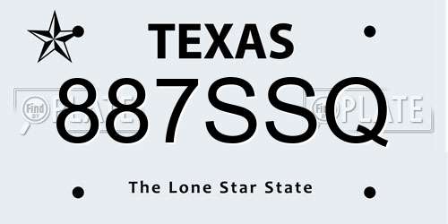 887SSQ Texas License Plate