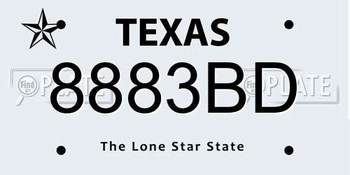 8883BD Texas License Plate