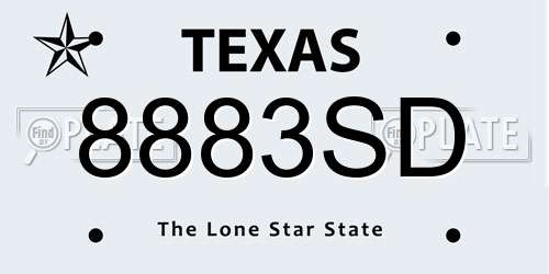8883SD Texas License Plate