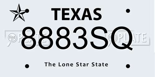 8883SQ Texas License Plate